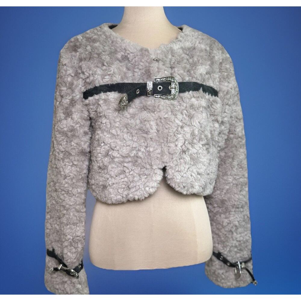 Faux Curly Lamb Fur Cropped Jacket | Korean Streetwear | Western Boho Festival